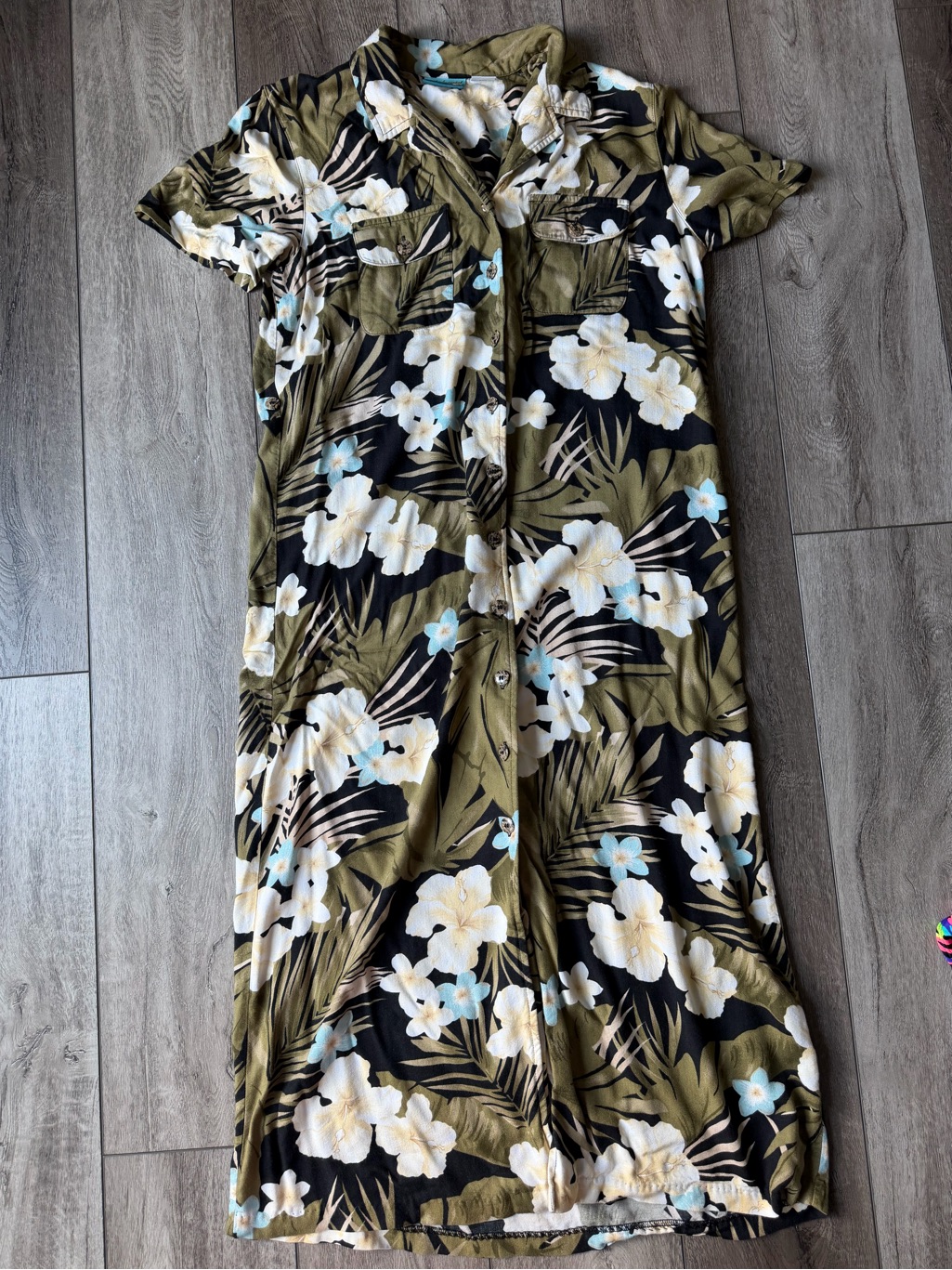 Bahama Beach- Vintage Tropical Floral Button-Front Maxi Dress - Vacation Ready!
